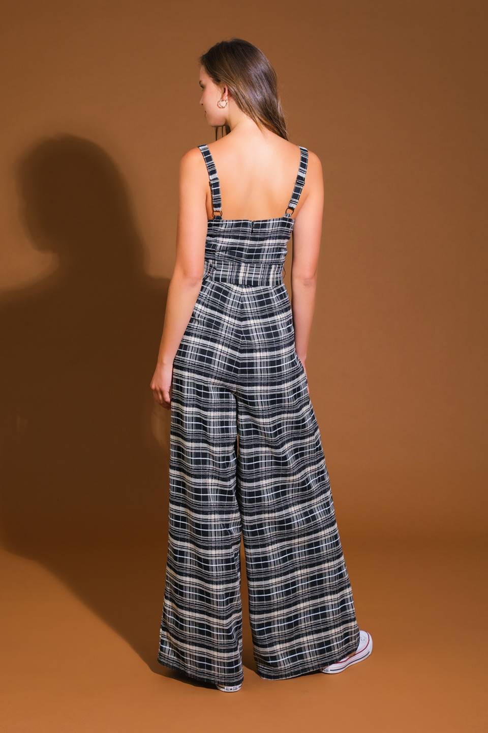 SAND DUNE WOVEN PLAID JUMPSUIT