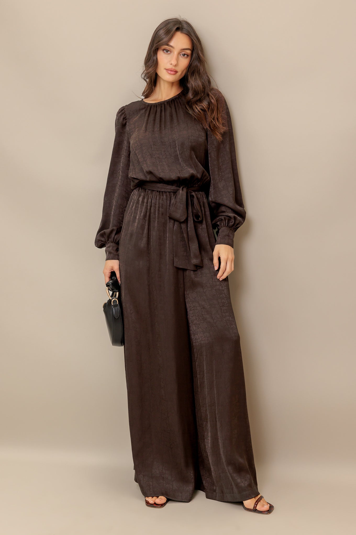 ESPRESSO WHISPER WOVEN JUMPSUIT Flying Tomato