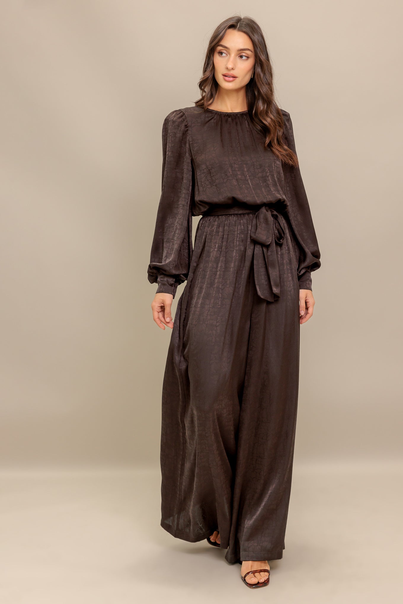 ESPRESSO WHISPER WOVEN JUMPSUIT Flying Tomato