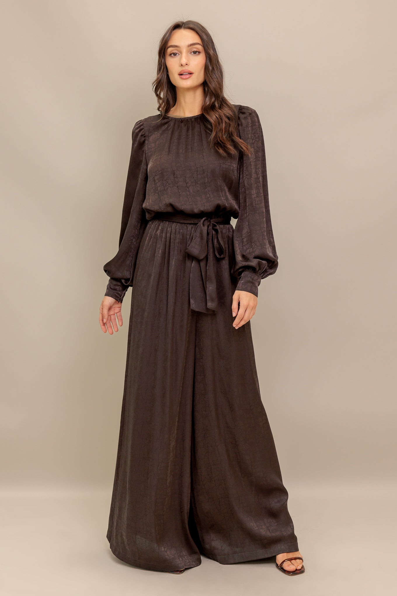 ESPRESSO WHISPER WOVEN JUMPSUIT Flying Tomato