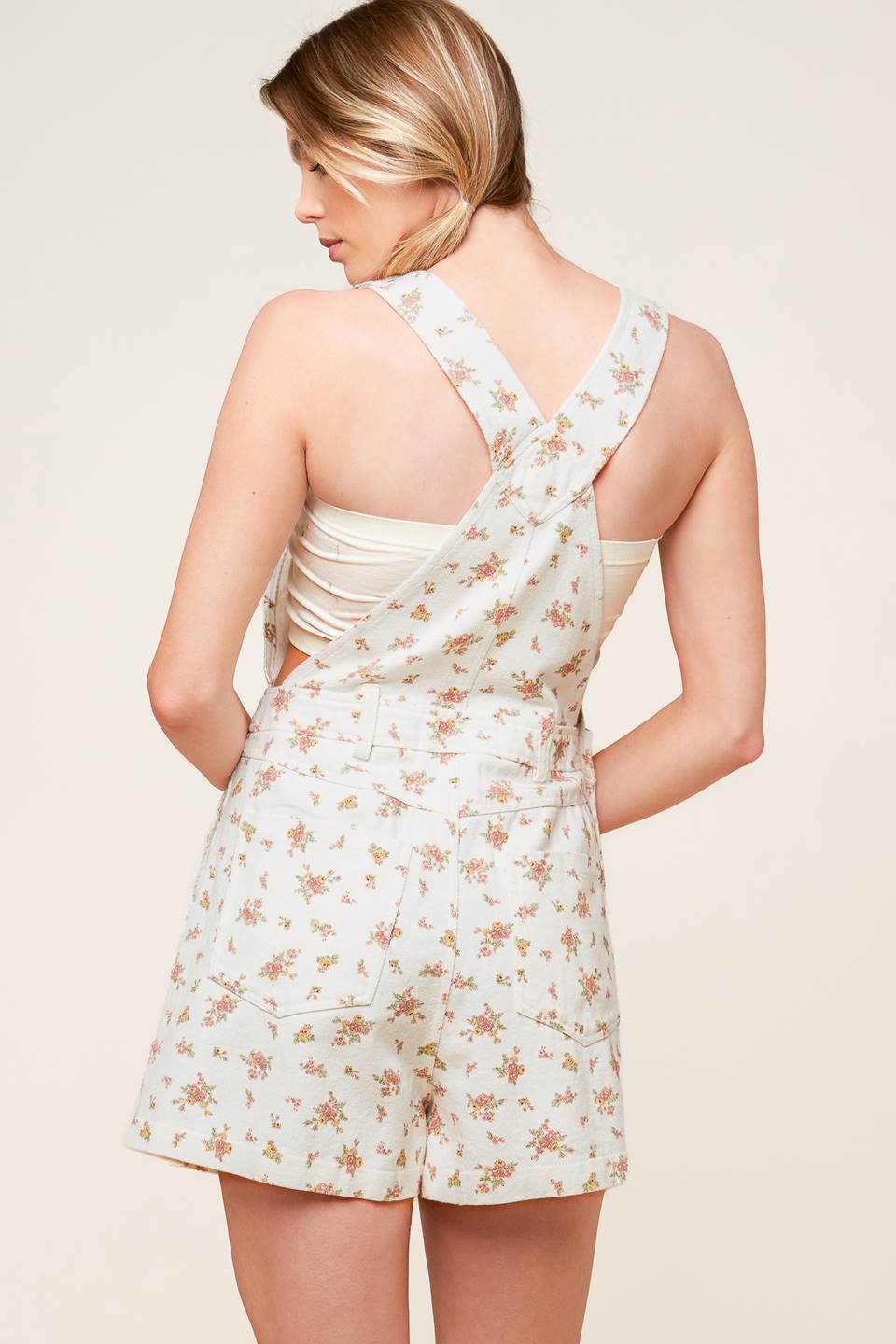 INVITE ONLY OFF WHITE WOVEN ROMPER