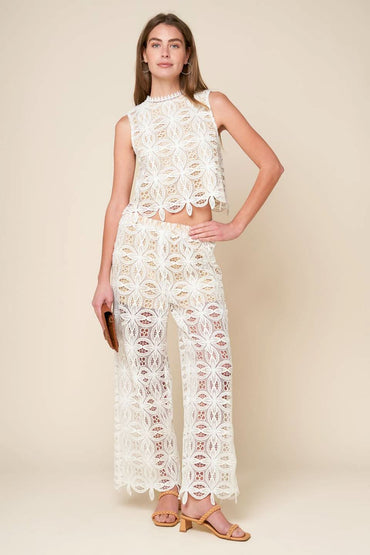 Charming Lace Wide-Leg Trousers