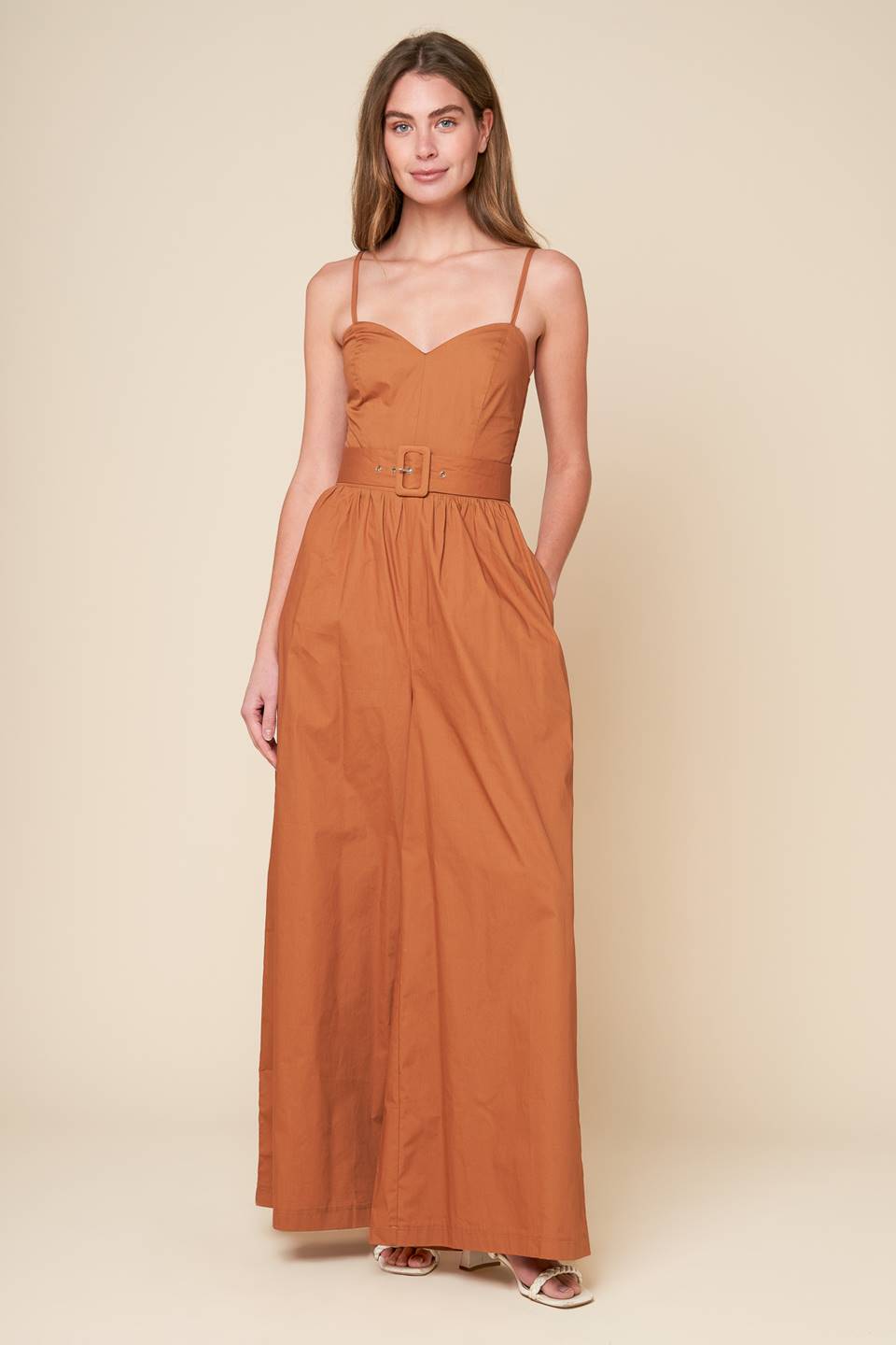 ELEVATED ICON BROWN WOVEN JUMPSUIT Flying Tomato