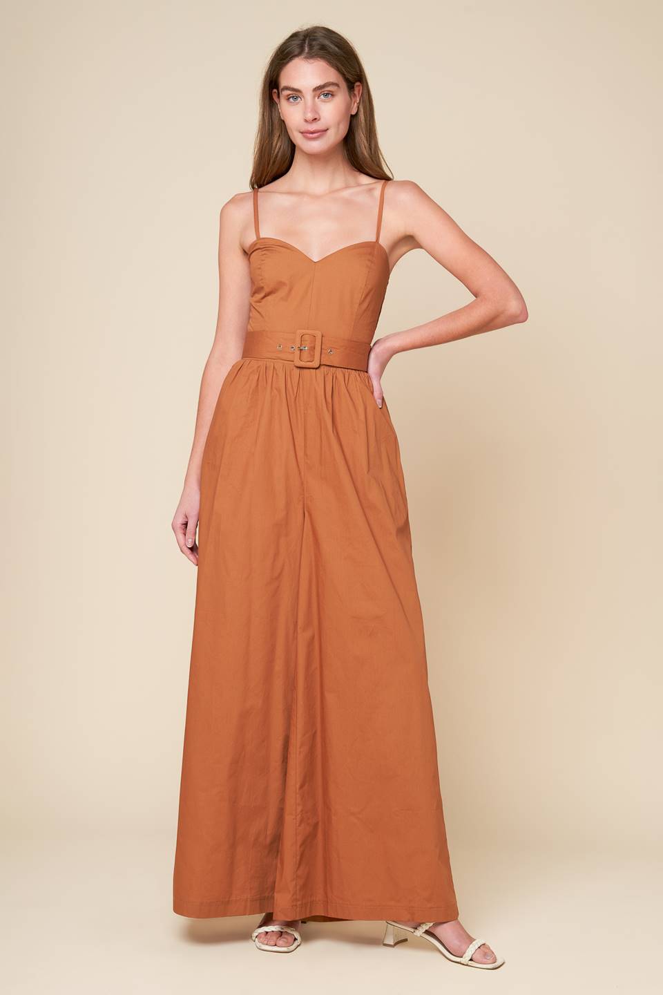 ELEVATED ICON BROWN WOVEN JUMPSUIT Flying Tomato