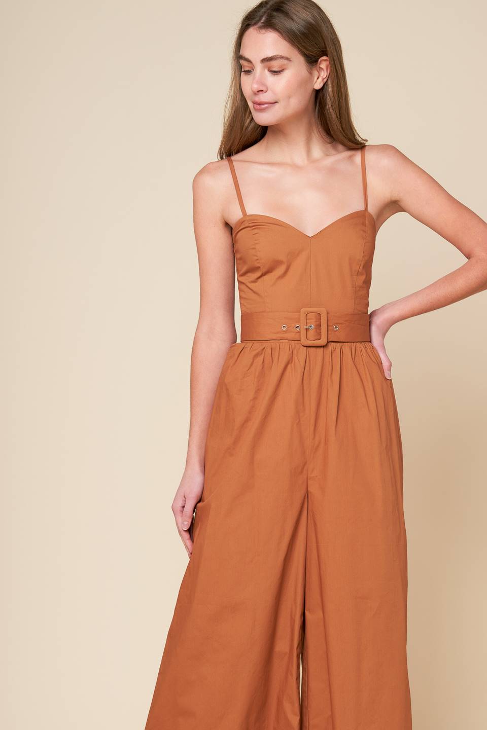 ELEVATED ICON BROWN WOVEN JUMPSUIT Flying Tomato