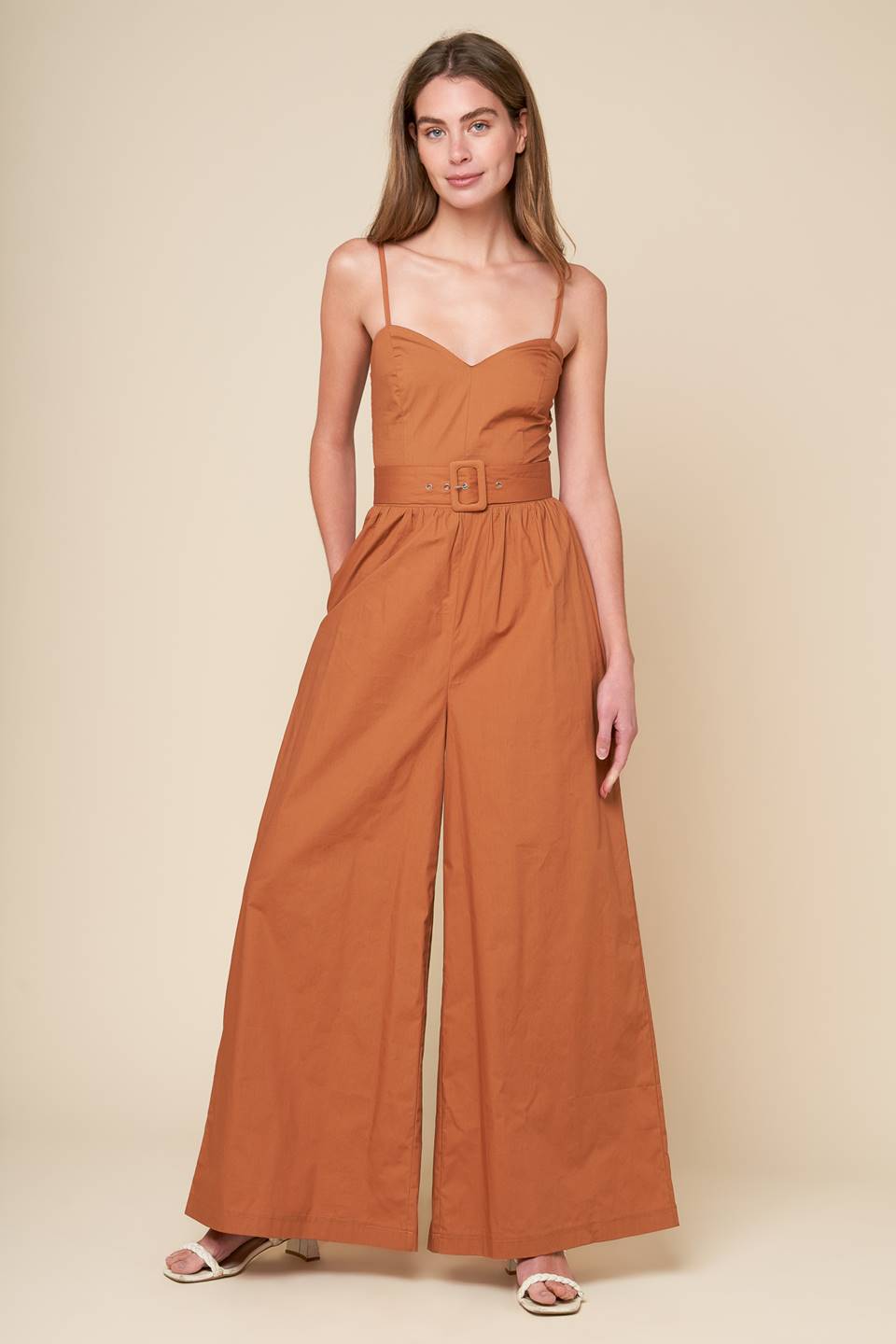 ELEVATED ICON BROWN WOVEN JUMPSUIT Flying Tomato