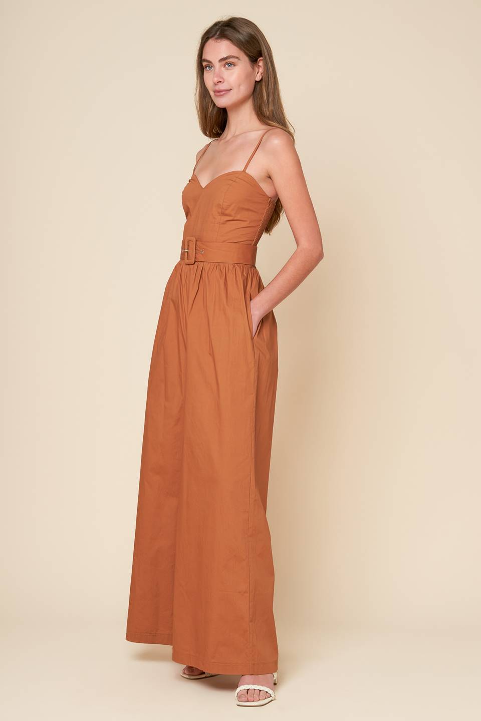 ELEVATED ICON BROWN WOVEN JUMPSUIT Flying Tomato