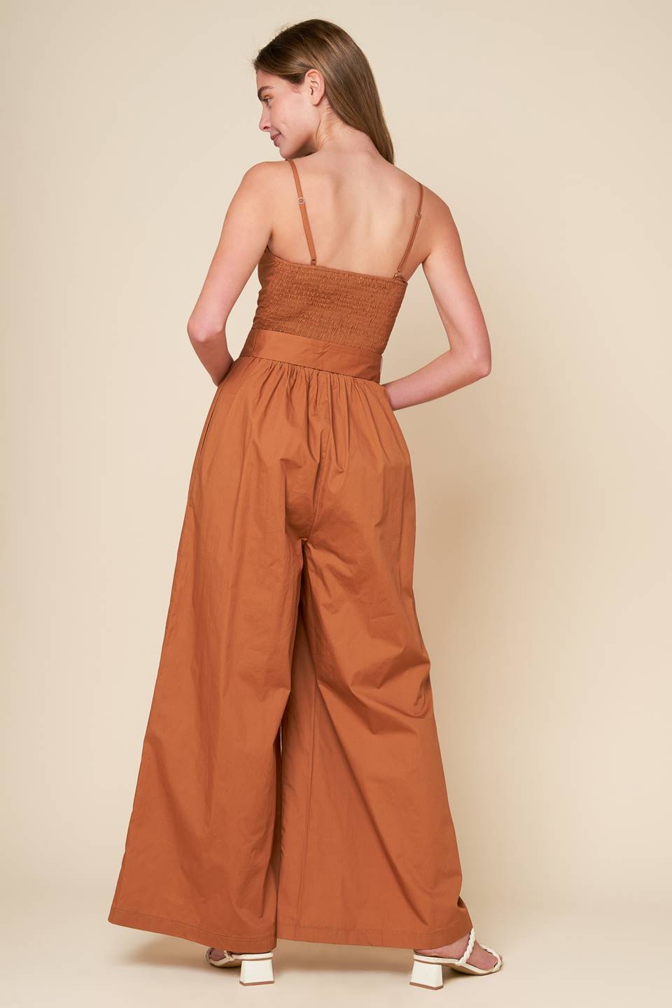 ELEVATED ICON BROWN WOVEN JUMPSUIT Flying Tomato