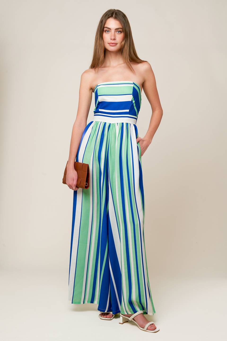 Riverside Sips Woven Jumpsuit With Strapless Design