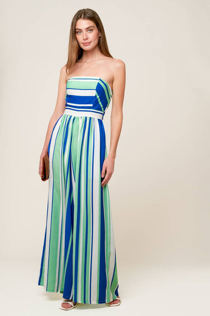 Riverside Sips Woven Jumpsuit With Strapless Design