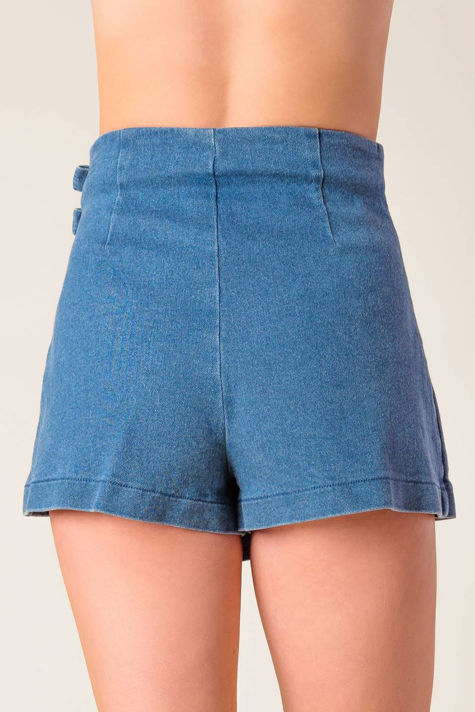 Distant Echoes Denim Skort with Bow Detail and Zipper