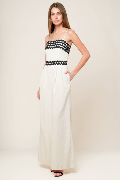 MEET AT THE PIER CREAM WOVEN JUMPSUIT