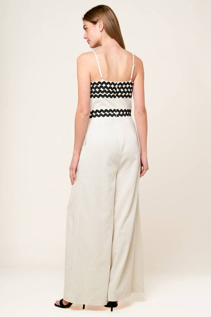 MEET AT THE PIER CREAM WOVEN JUMPSUIT