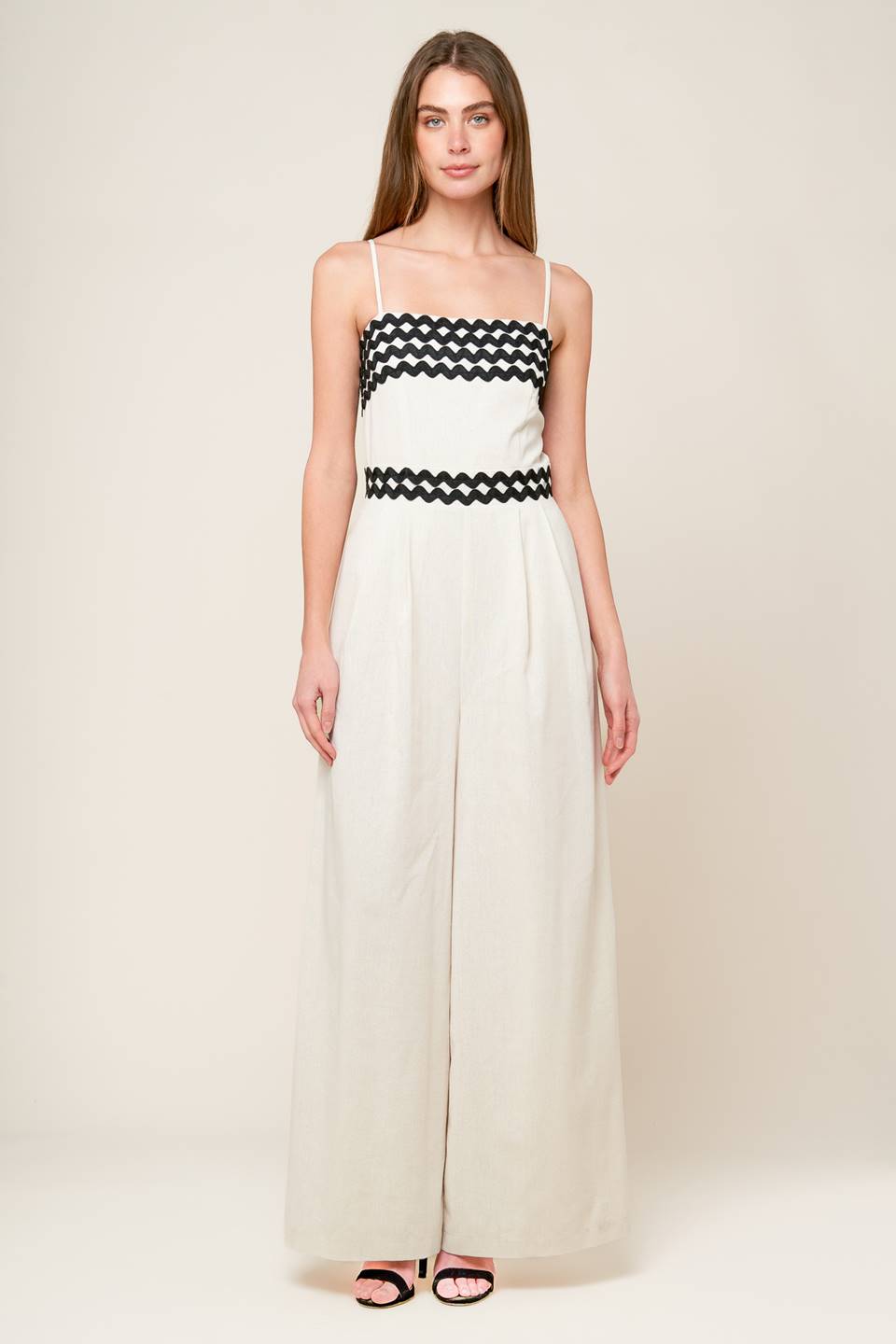 MEET AT THE PIER CREAM WOVEN JUMPSUIT Flying Tomato