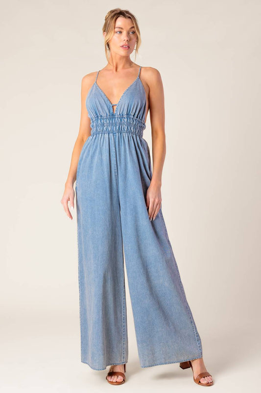 CAN'T CONVINCE ME ACID BLUE DENIM JUNPSUIT Flying Tomato