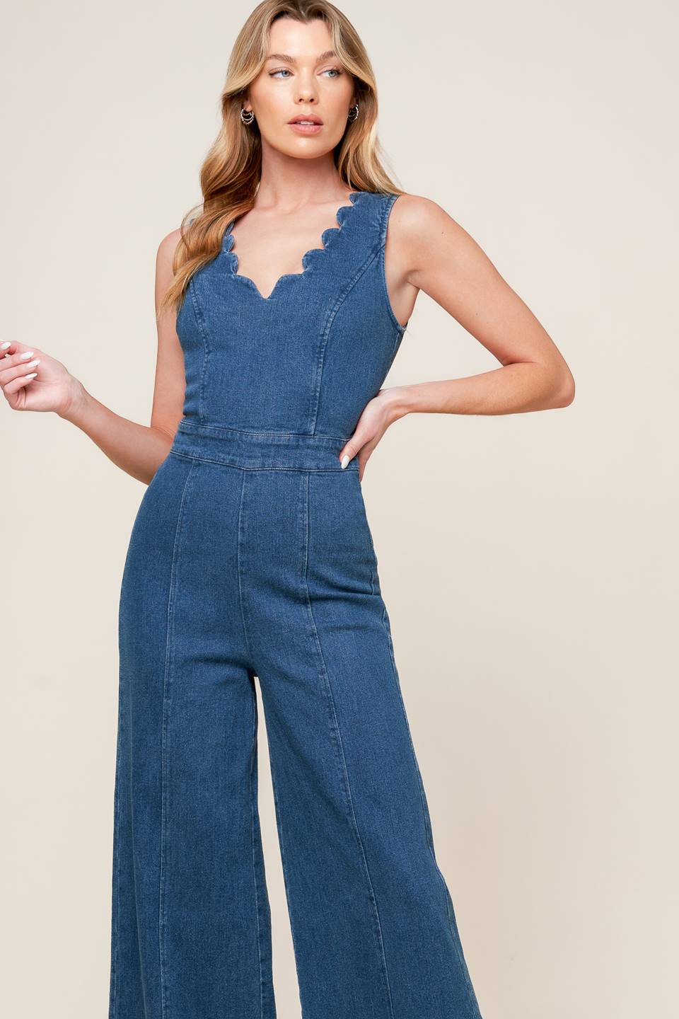 WHERE THE NIGHT MEDIUM INDIGO DENIM JUMPSUIT