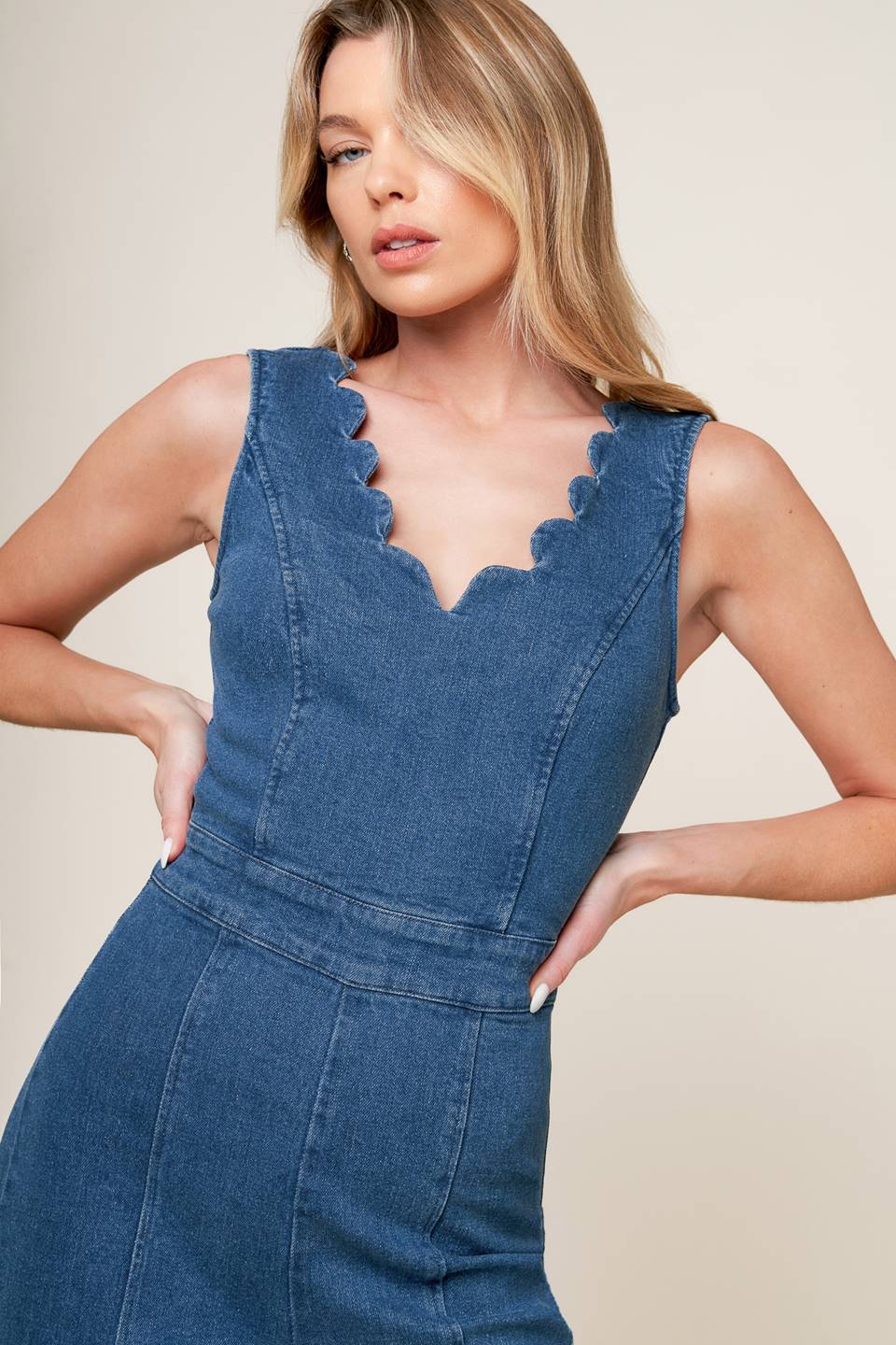 WHERE THE NIGHT MEDIUM INDIGO DENIM JUMPSUIT