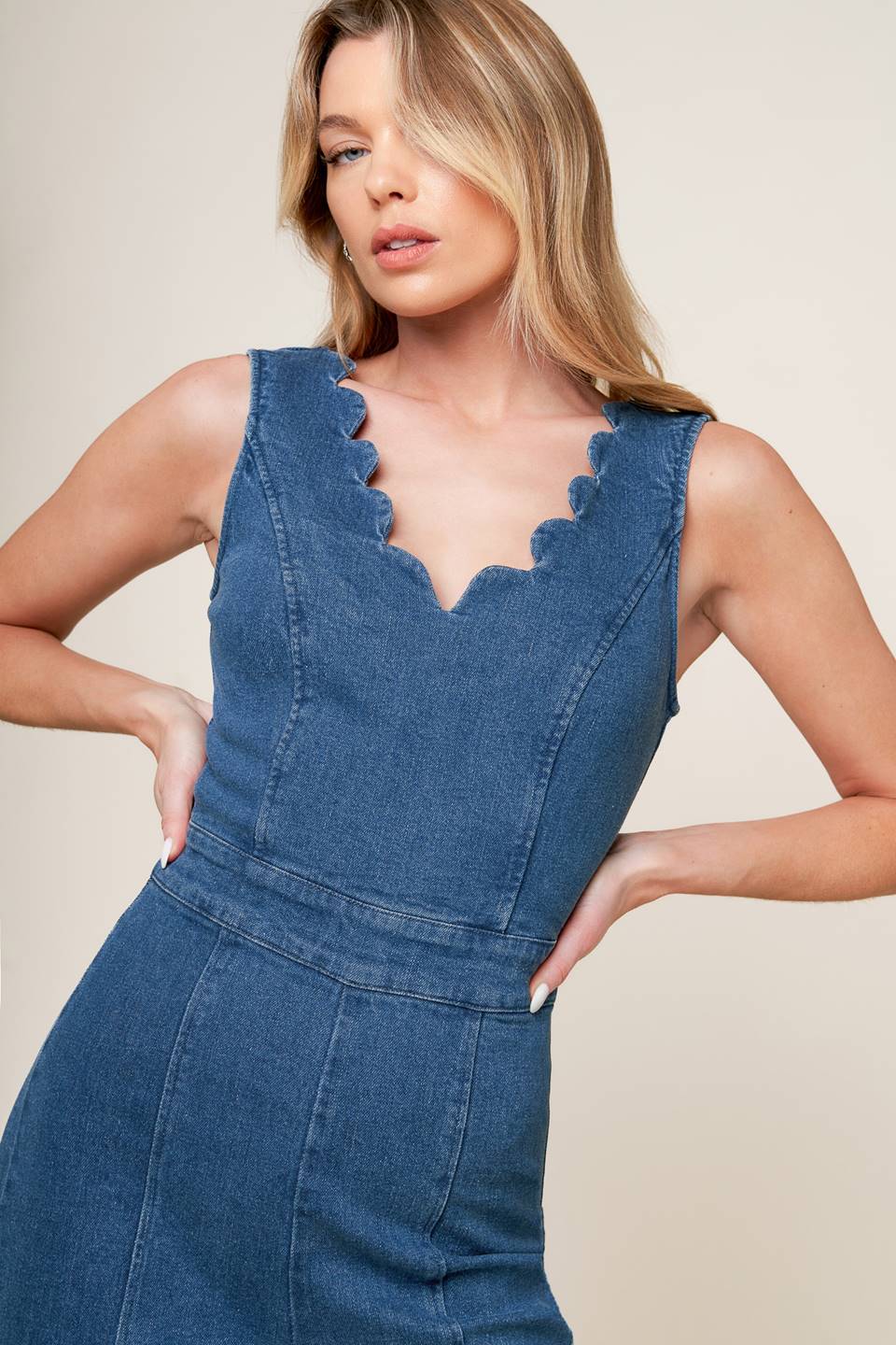WHERE THE NIGHT MEDIUM INDIGO DENIM JUMPSUIT Flying Tomato