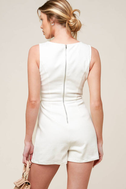 OPEN MINDED DENIM WOVEN SKORT ROMPER