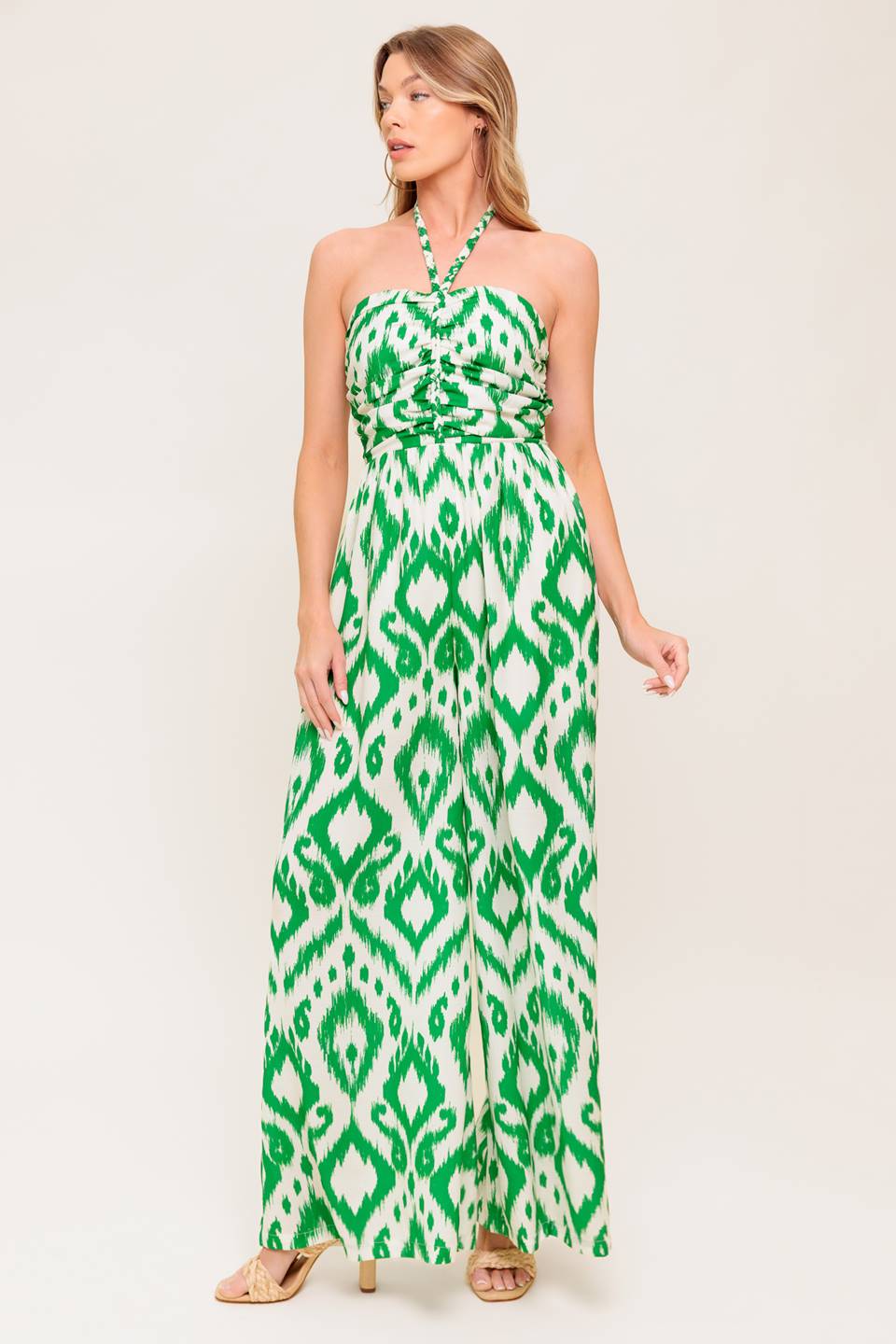 ANGELIC TOUCH GREEN WOVEN JUMPSUIT Flying Tomato