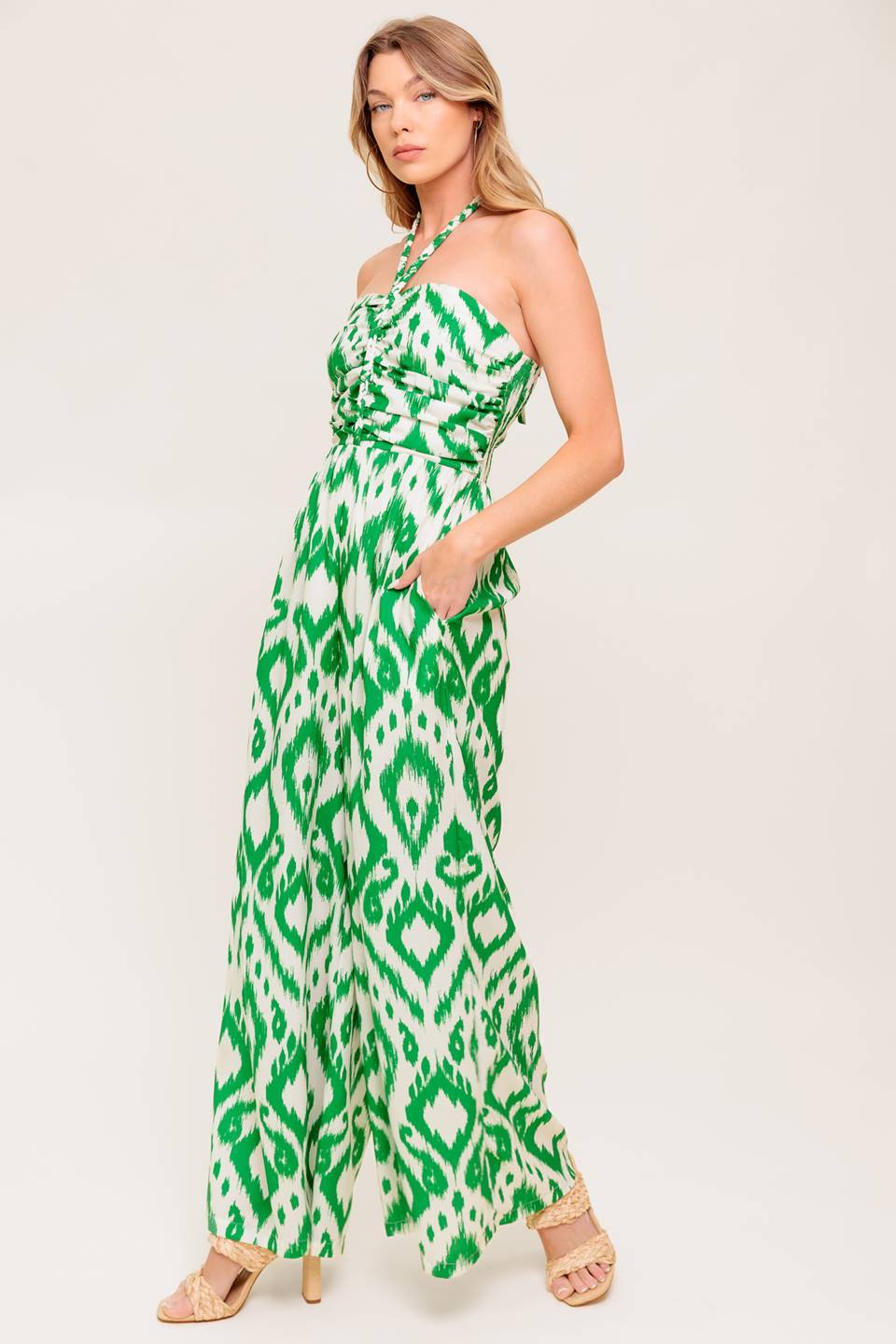 ANGELIC TOUCH GREEN WOVEN JUMPSUIT Flying Tomato