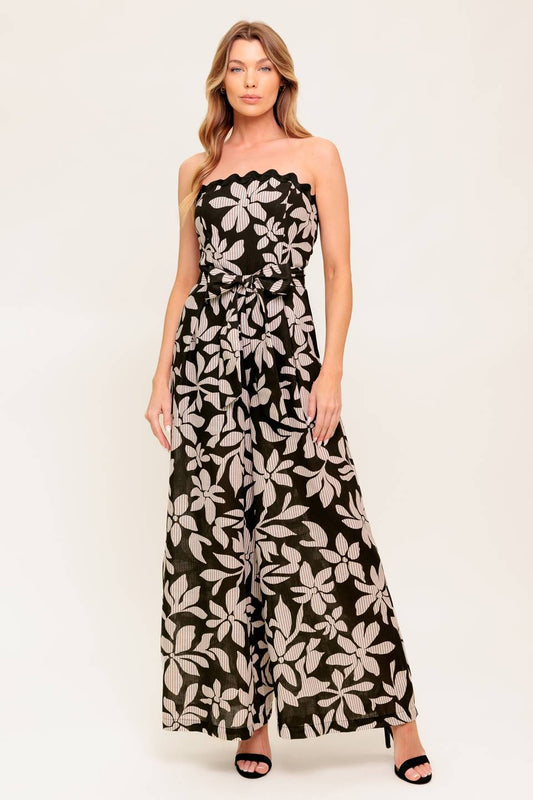 DREAMY ELEGANCE BLACK WOVEN JUMPSUIT Flying Tomato