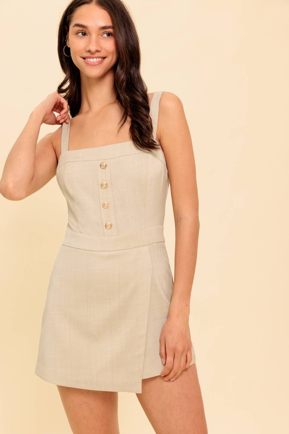 TREND ALERT KHAKI WOVEN ROMPER Flying Tomato