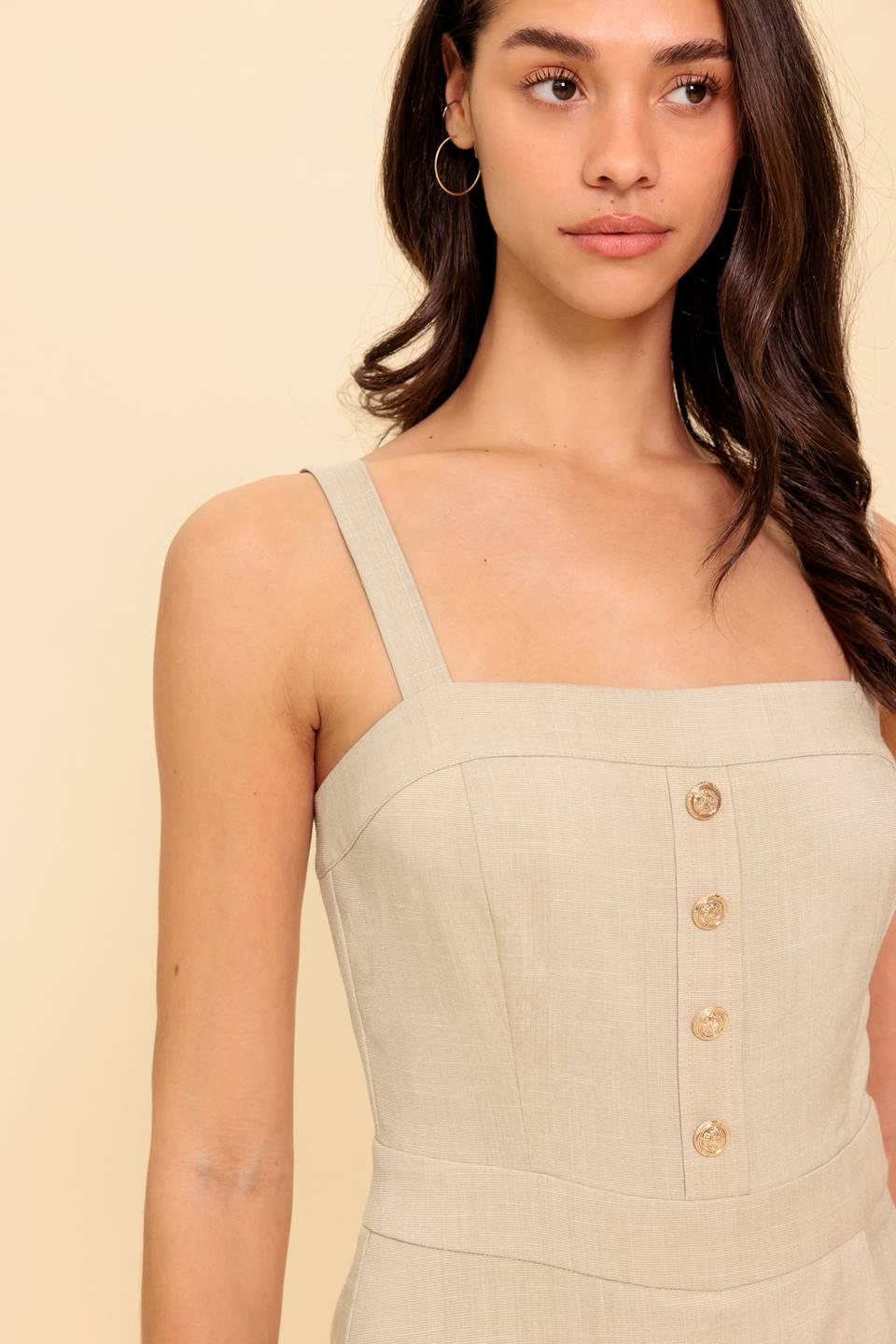 TREND ALERT KHAKI WOVEN ROMPER Flying Tomato