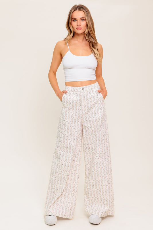 CITRUS FLOW IVORY WOVEN PANTS Flying Tomato
