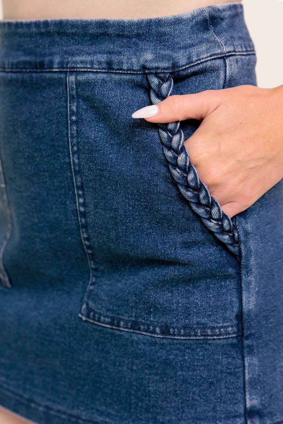 MOONLIGHT EMBRACE  MEDIUM INDIGO DENIM SKORT Flying Tomato