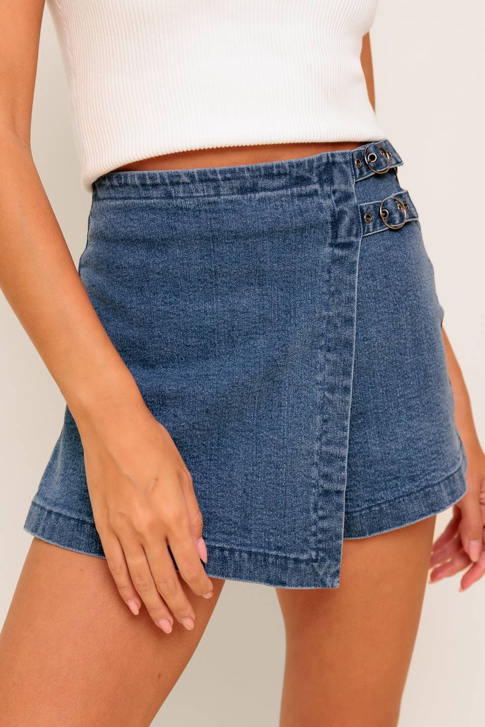 WILD BLUE MORNINGS DENIM SKORT - Love Salve 