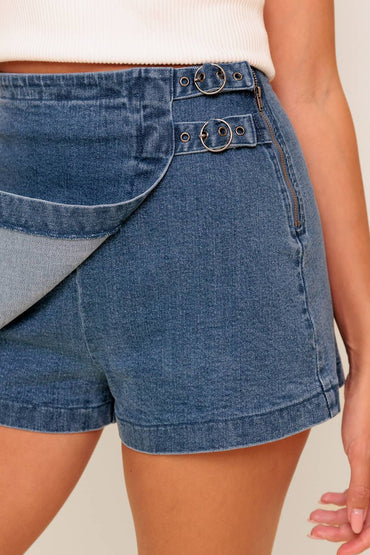 WILD BLUE MORNINGS DENIM SKORT - Love Salve 