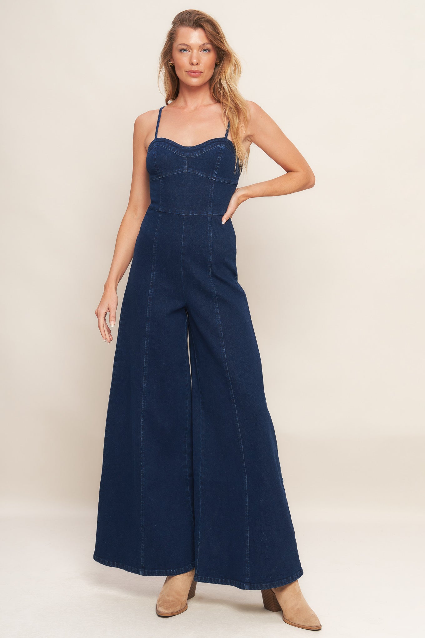 TRENDSETTING MEDIUM INDIGO DENIM JUMPSUIT Flying Tomato