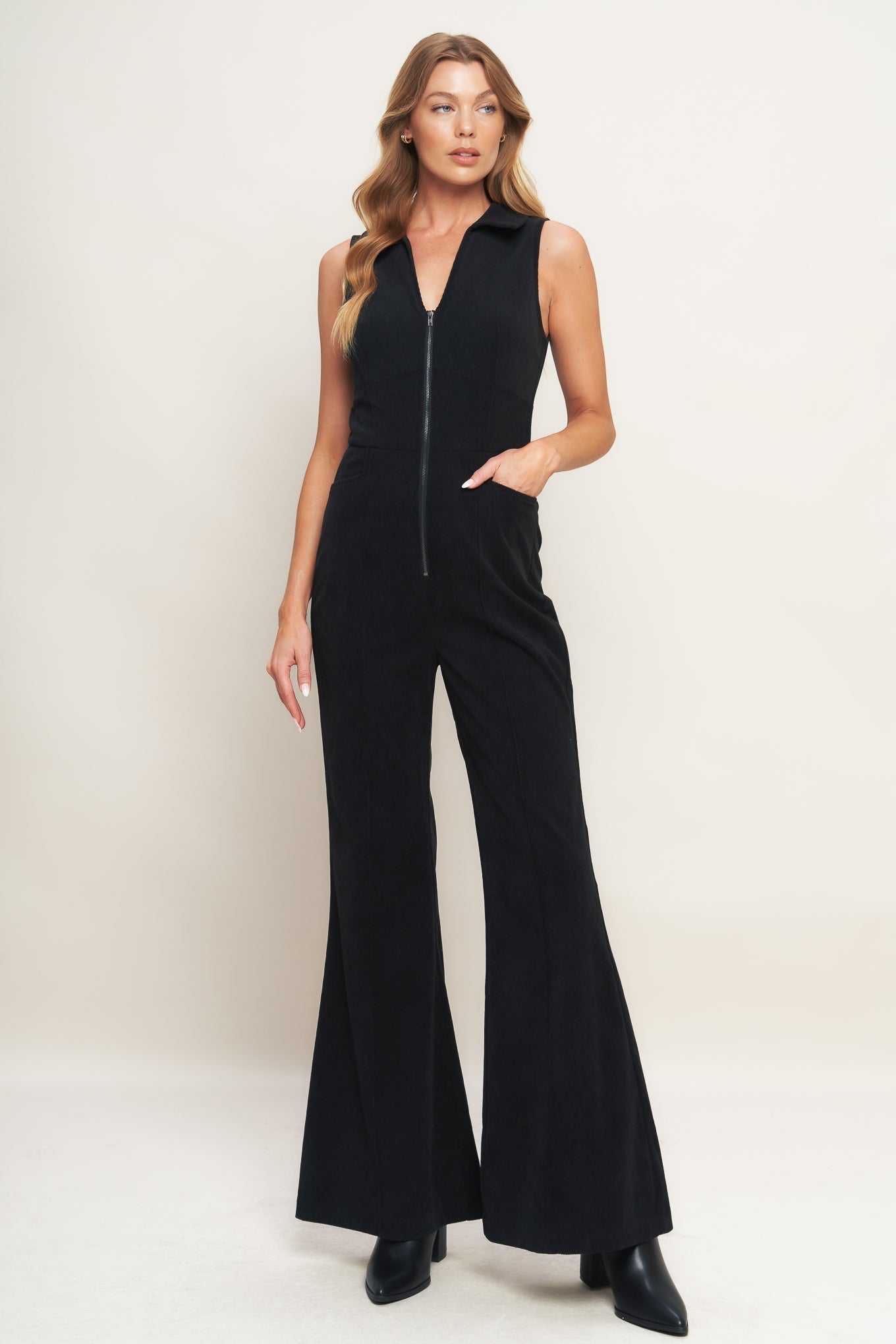 STREET ICON BLACK CORDUROY JUMPSUIT Flying Tomato