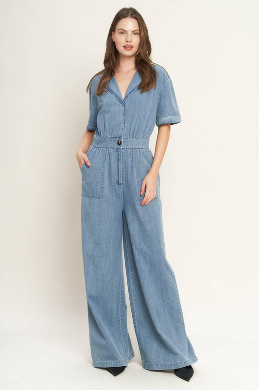 QUIET LUXURY LIGHTWEIGHT DENIM JUMPSUIT Flying Tomato