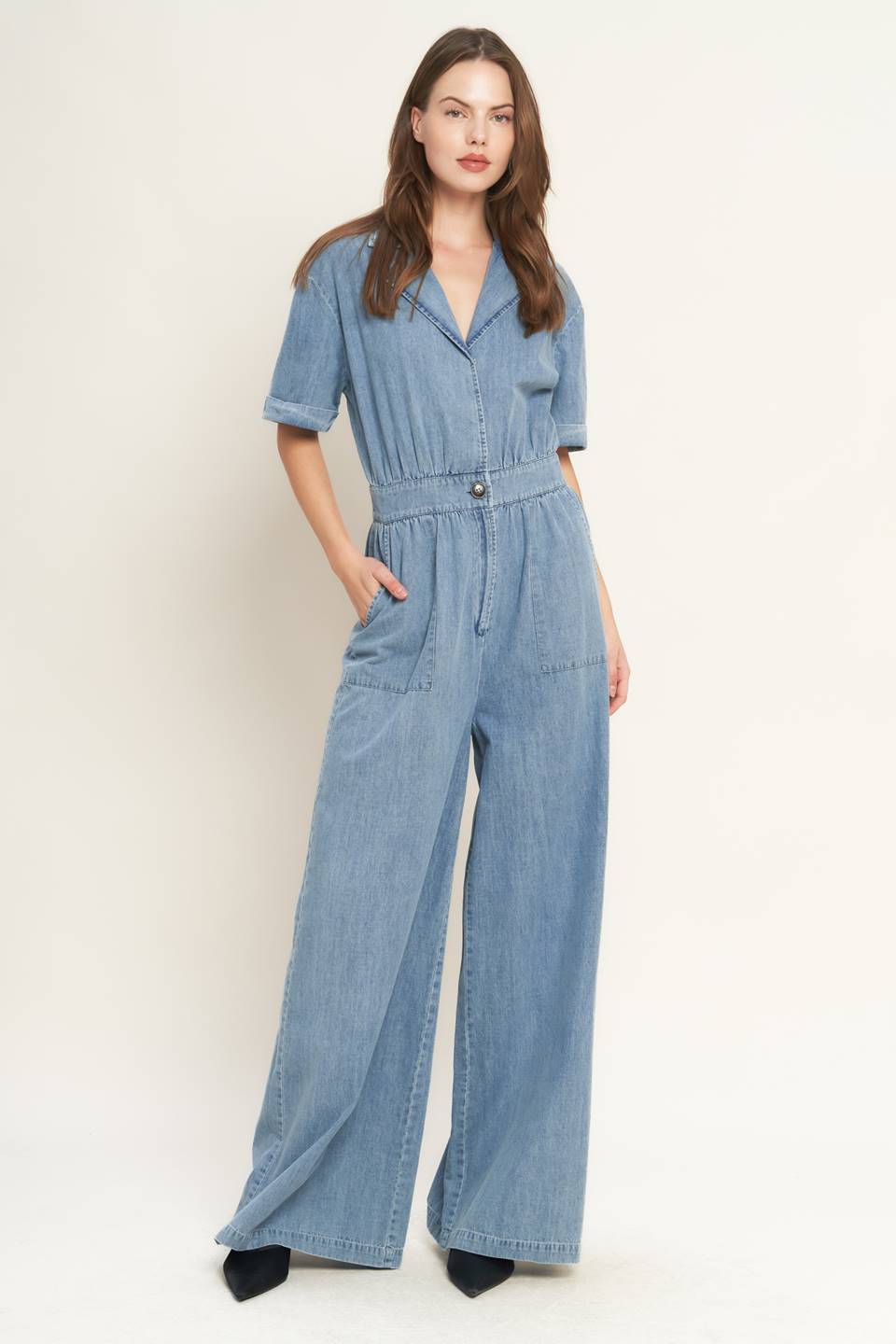QUIET LUXURY LIGHTWEIGHT DENIM JUMPSUIT Flying Tomato