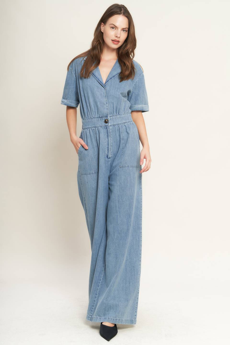 QUIET LUXURY LIGHTWEIGHT DENIM JUMPSUIT Flying Tomato