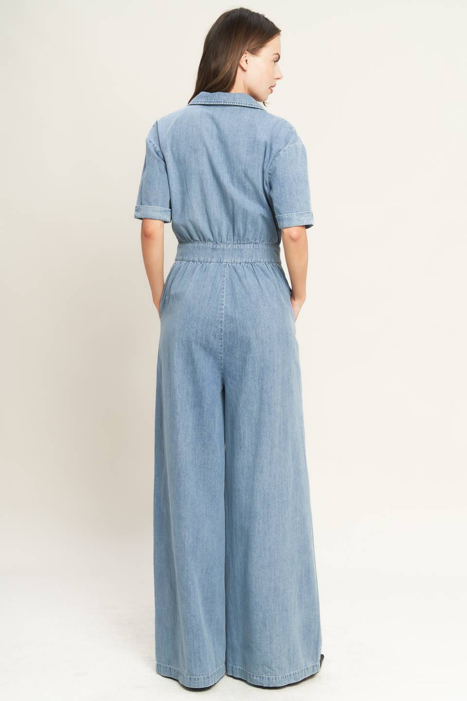 QUIET LUXURY LIGHTWEIGHT DENIM JUMPSUIT Flying Tomato