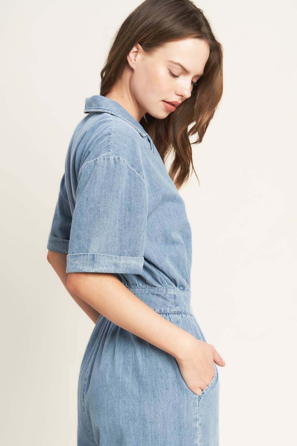 QUIET LUXURY LIGHTWEIGHT DENIM JUMPSUIT Flying Tomato