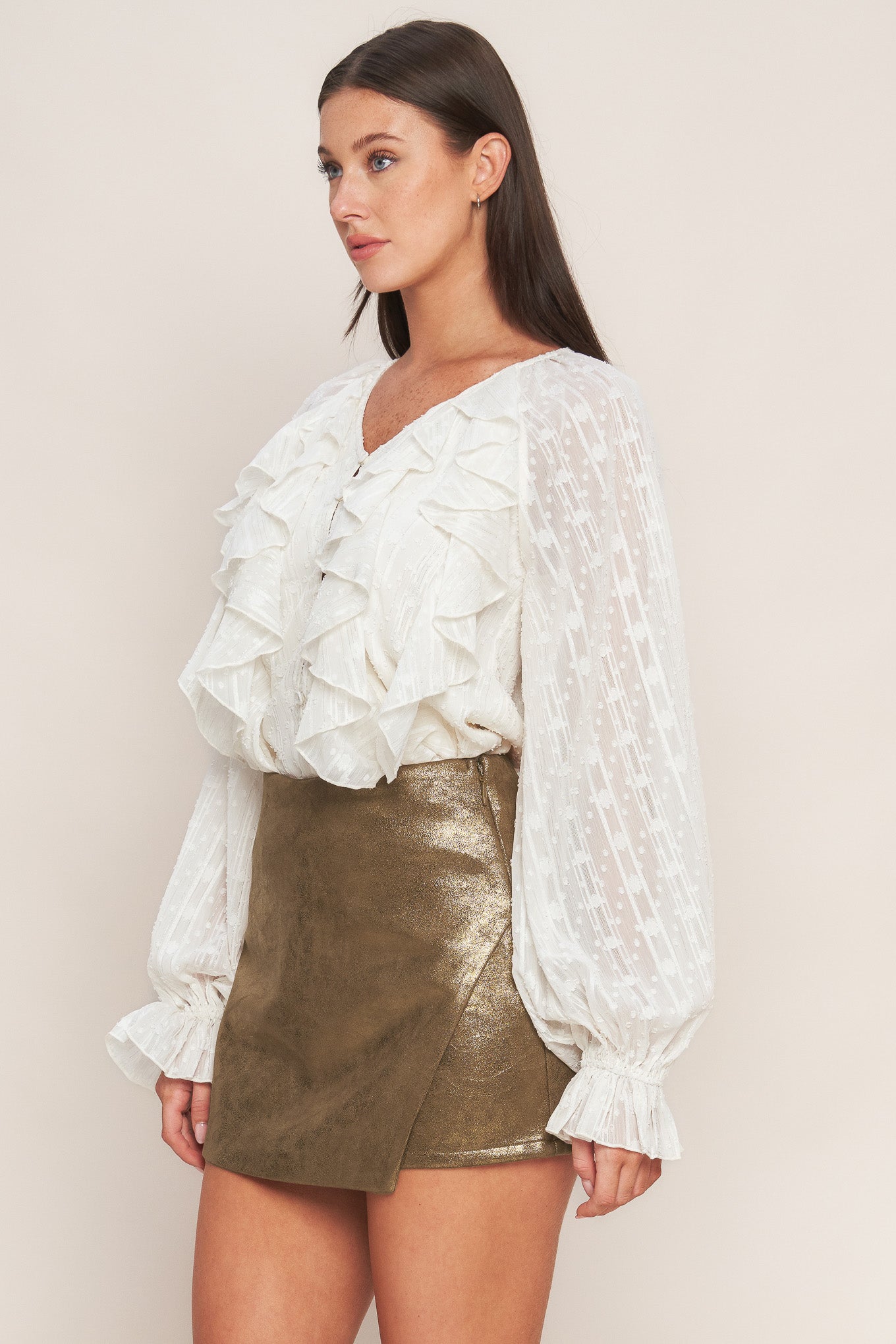Studio 24K Faux Leather Skort With Side Zipper Closure Flying Tomato