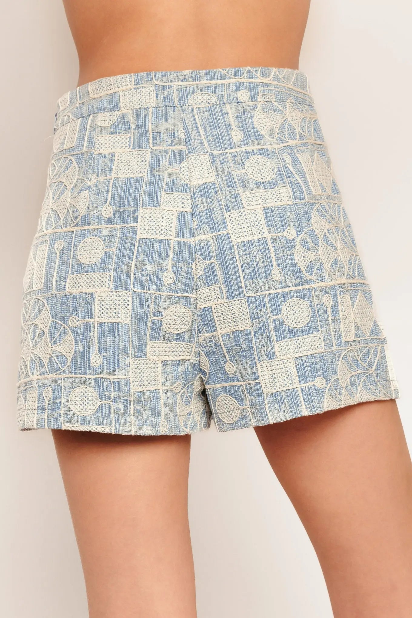Artisan Grid Woven Skort With Embroidered Detail And Side Zip Flying Tomato