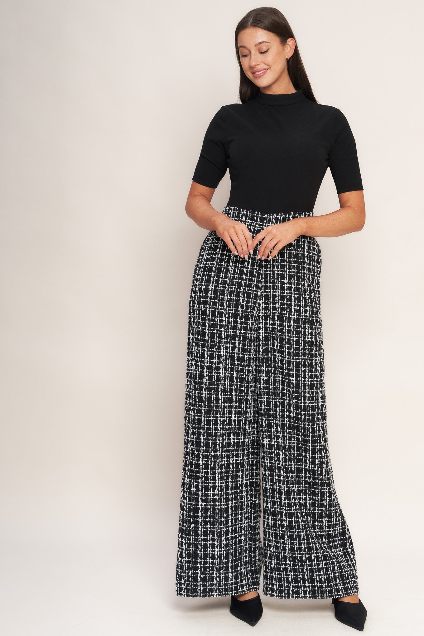 ÉCHEC PARISIEN KNIT TOP AND TWEED PANT JUMPSUIT Flying Tomato