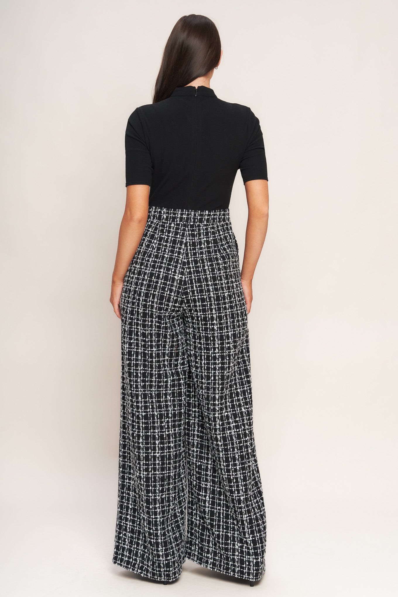 ÉCHEC PARISIEN KNIT TOP AND TWEED PANT JUMPSUIT Flying Tomato