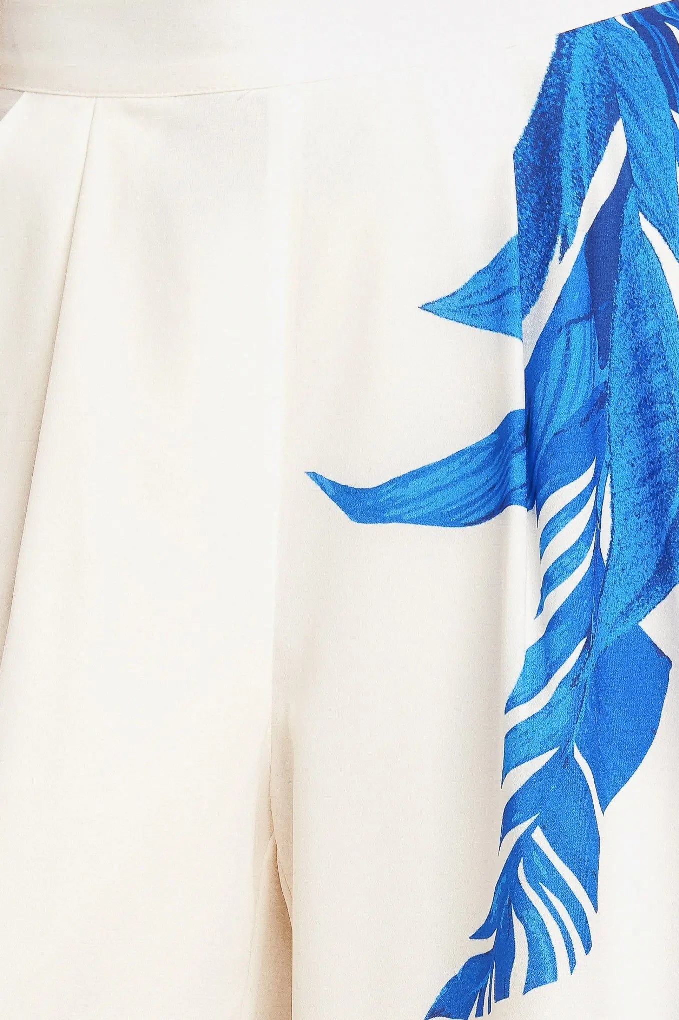 Asymmetrical Botanical Woven Pants With Wide Leg Front Pleat Side Zip Closure Flying Tomato