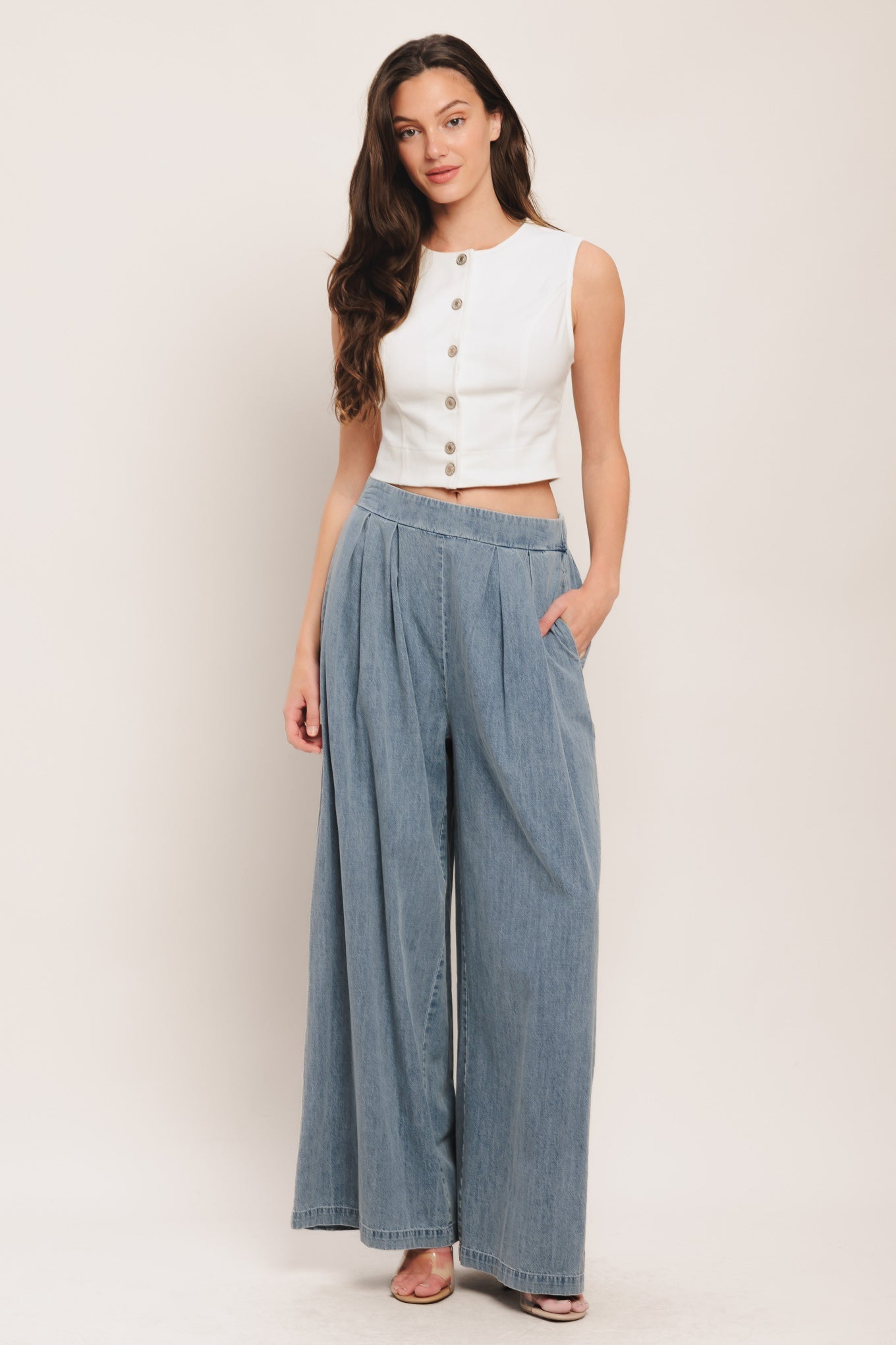 RELAXED DRAPE LIGHTWEIGHT DENIM PANTS Flying Tomato