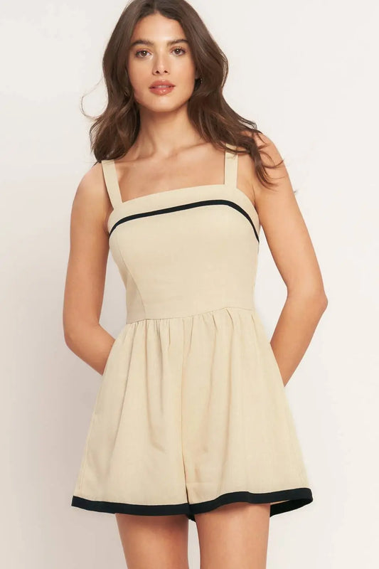 LOVELY LINE WOVEN ROMPER Flying Tomato