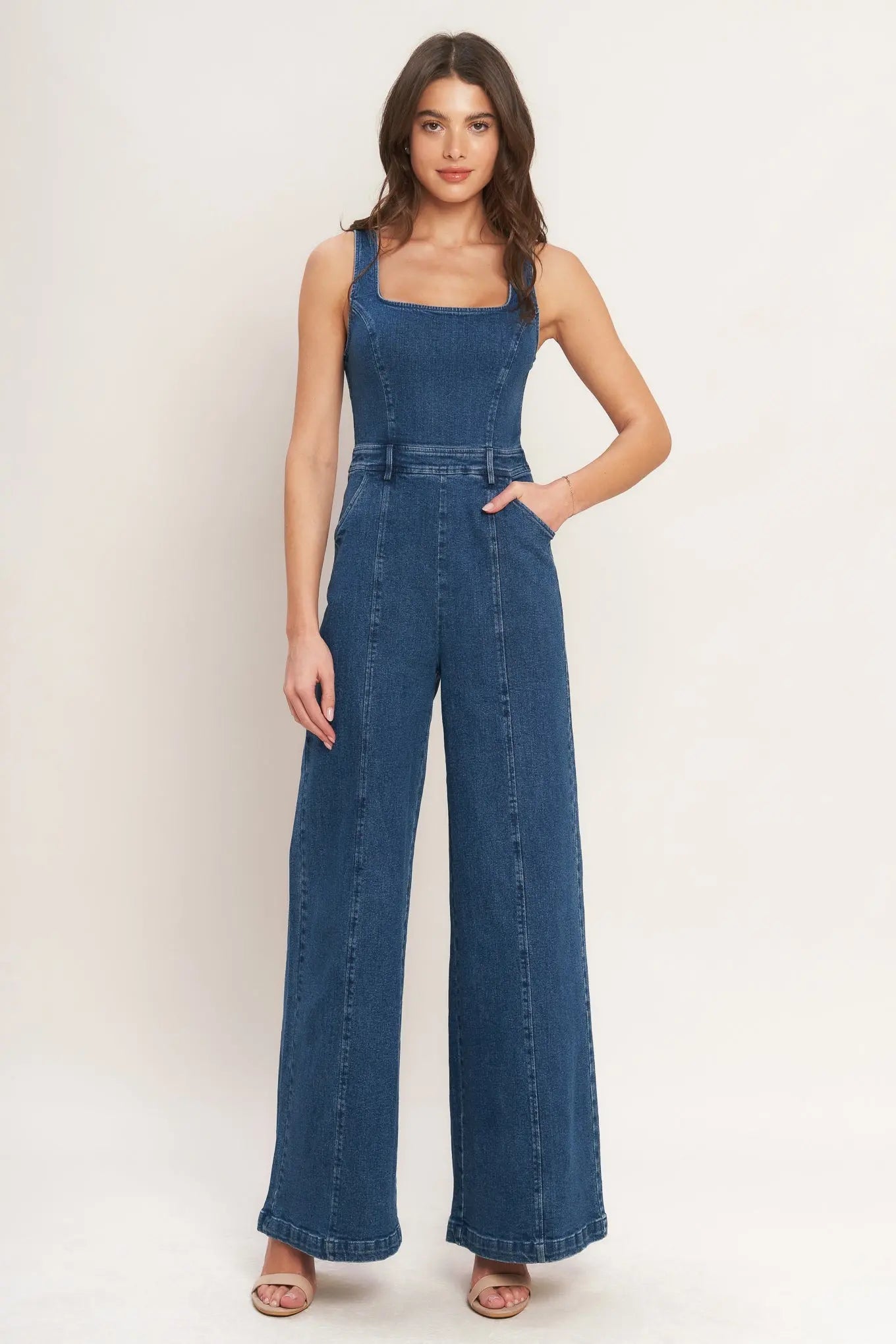DESK TO DINNER READY DENIM JUMPSUIT Flying Tomato
