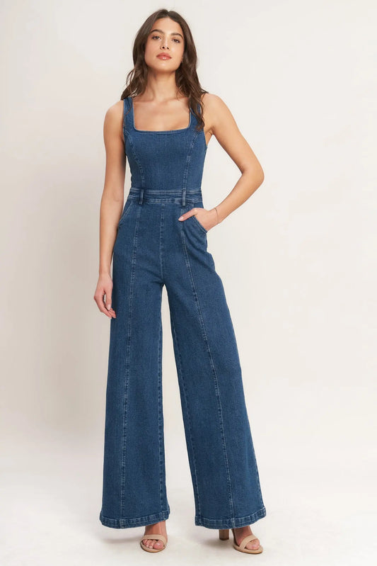 DESK TO DINNER READY DENIM JUMPSUIT Flying Tomato