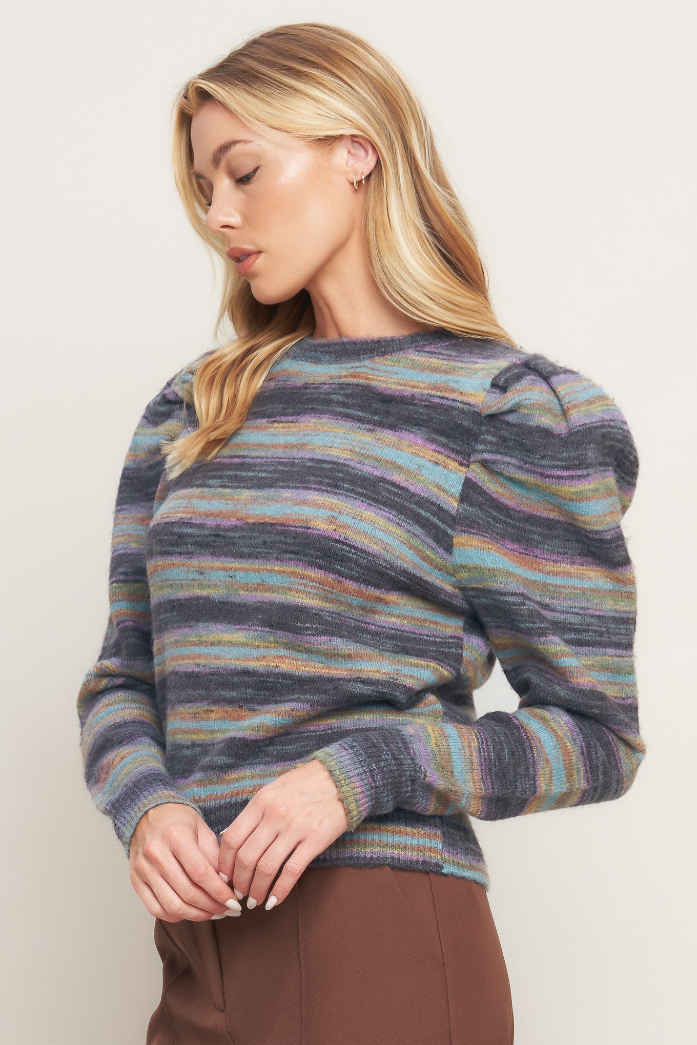 Deluxe Desire Sweater Top Textured High Neck Elegance Flying Tomato