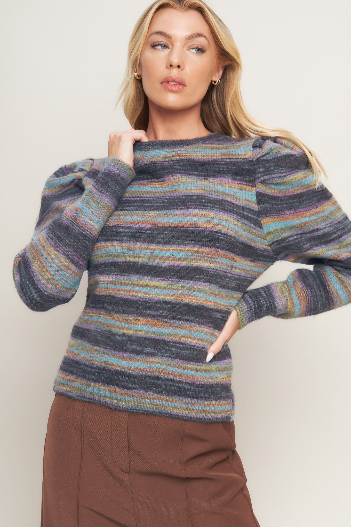 Deluxe Desire Sweater Top Textured High Neck Elegance Flying Tomato